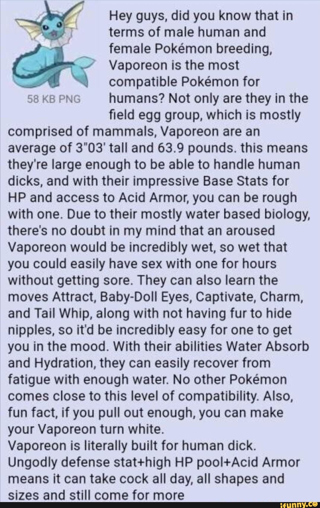 Hey guys, did you know that in terms of male human and female Pokmon  breeding, Va