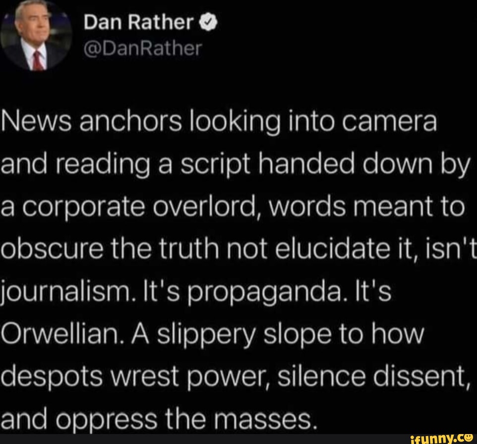 : Dan Rather @ @DanRather News anchors looking into camera and reading ...