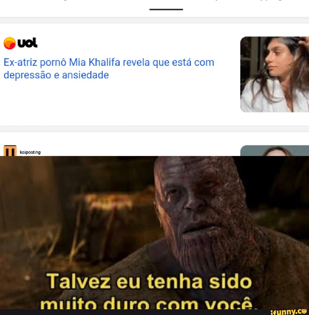 Ex atriz porno Mia Khalifa revela que esta com depressão e ar stedade  kaiposting Talvez eu tenha sido muito dera com vaca - iFunny Brazil