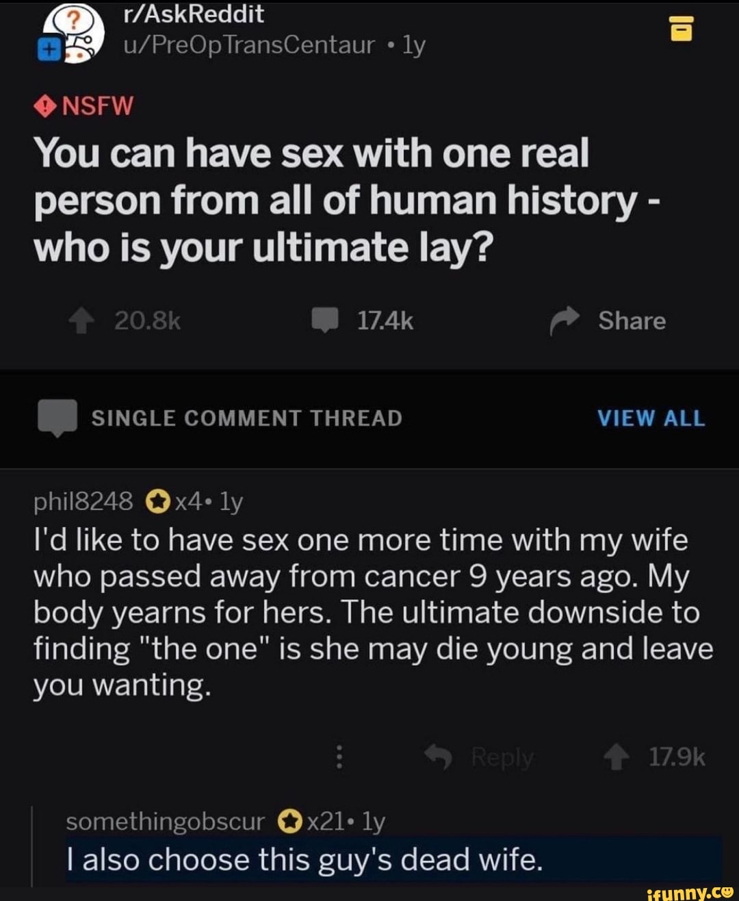 AskReddit ly NSFW You can have sex with one real person from all of human  history -