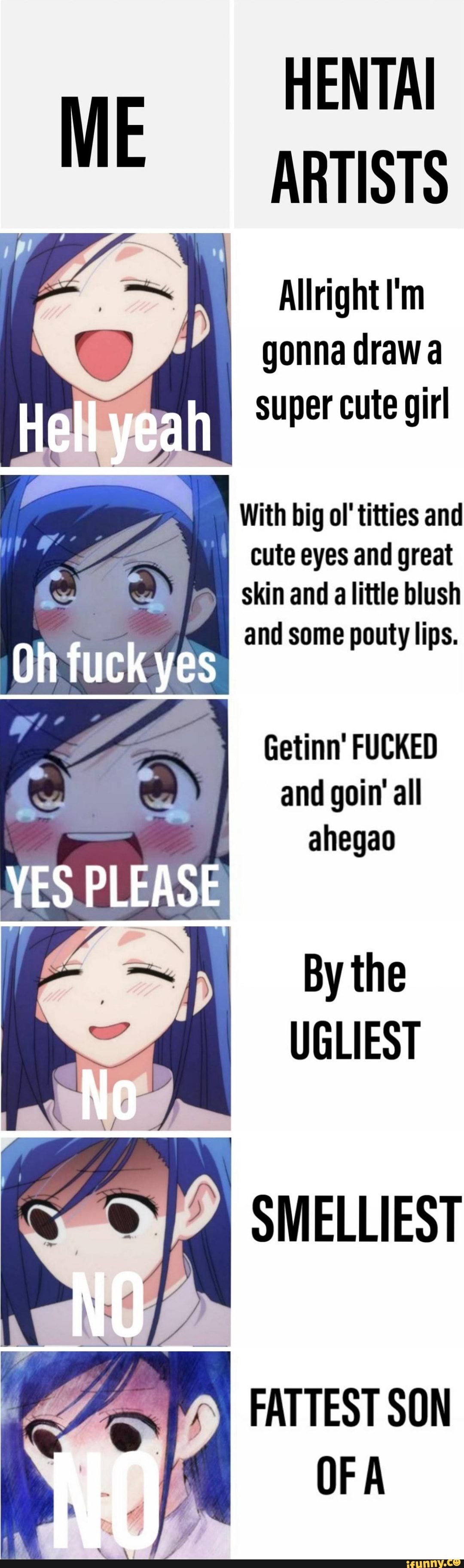 Cute Blushing Face Expressions Meme (template) by