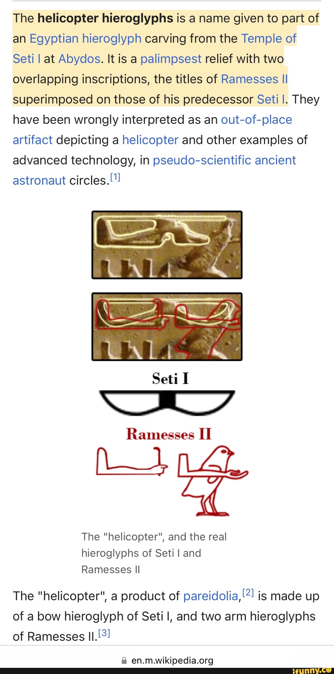 The helicopter hieroglyphs is a name given to part of an Egyptian ...