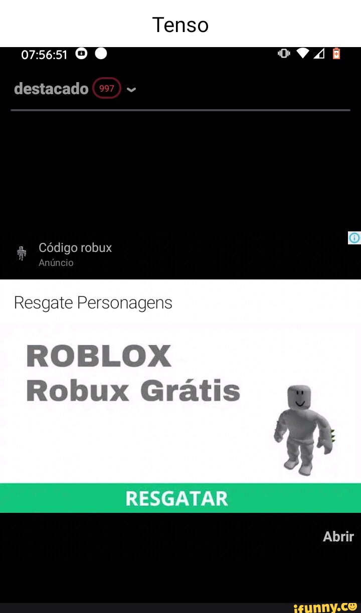 Tenso destacado Código robux anungio Resgate Personagens ROBLOX Robux Grátis  RESGATAR Abrir - iFunny Brazil
