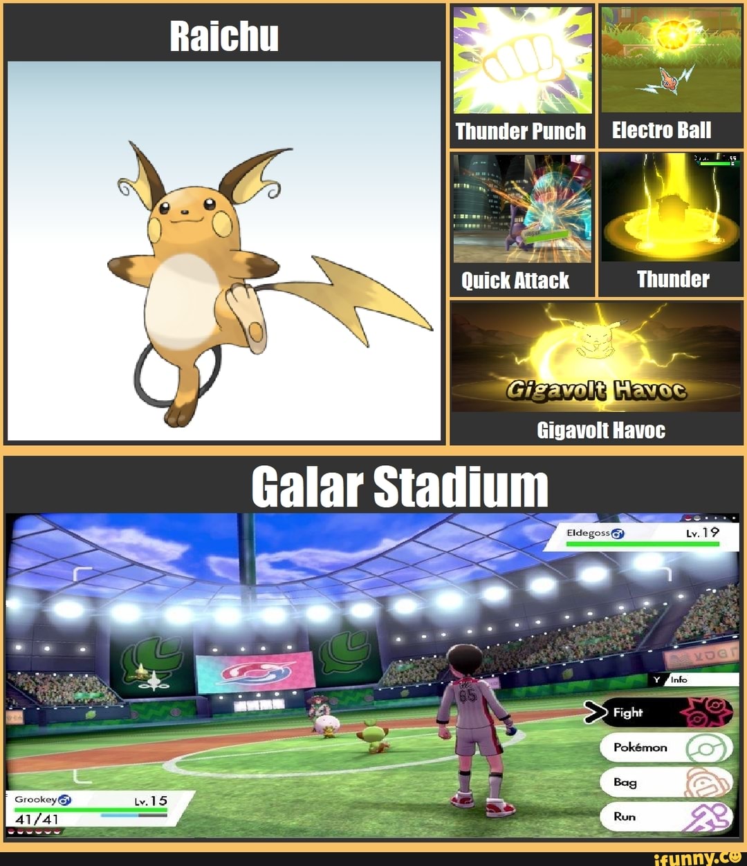 Raichu Thunder Punch I Electro Ball Quick Attack Thunder Gi Gigavolt Havoc  Galar Stadium S> igh - iFunny Brazil