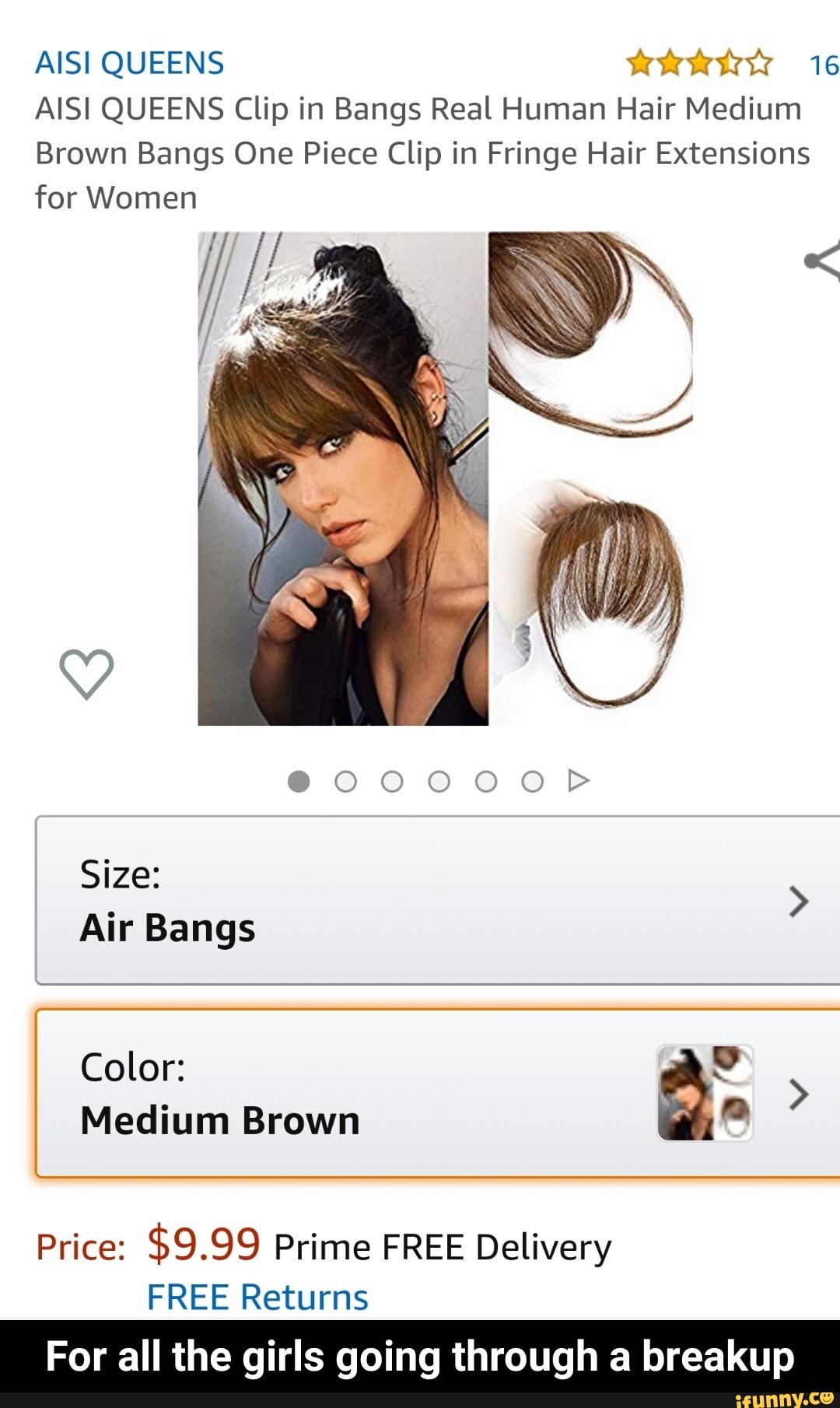 Clip in 2024 bangs medium brown