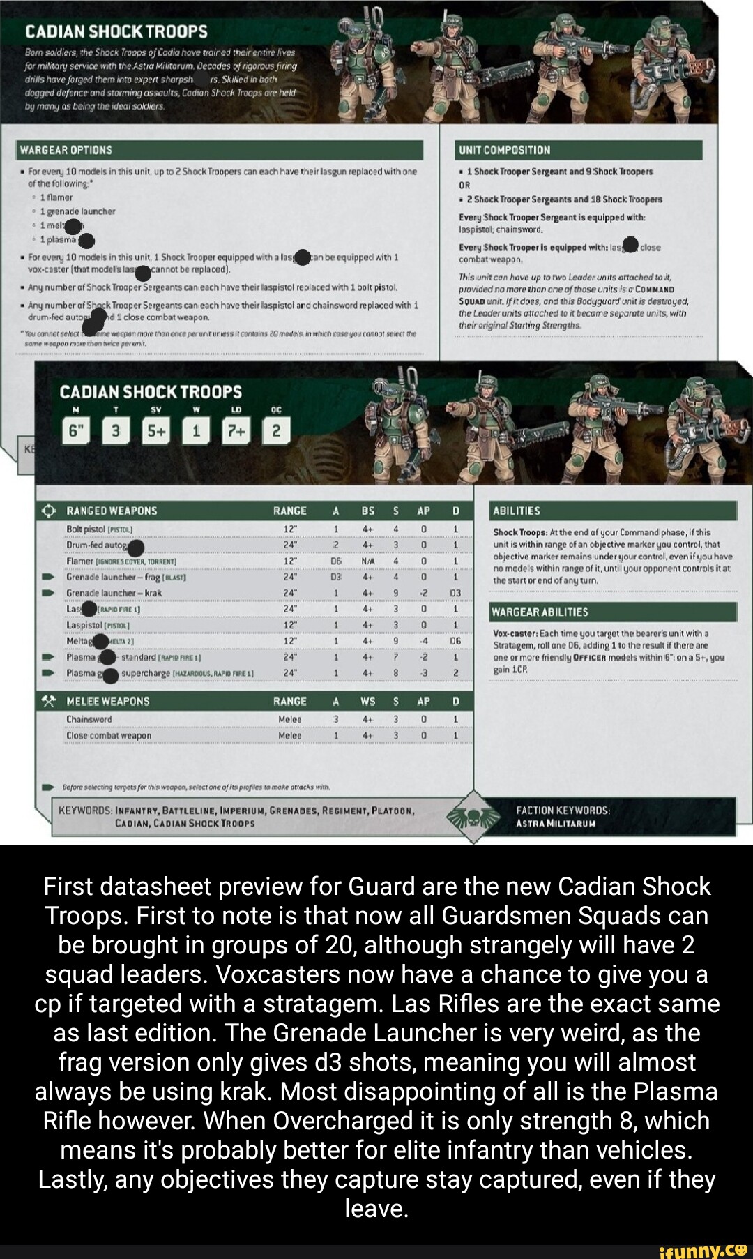 Warhammer 40K Astra Militarum Cadian Shock Troops