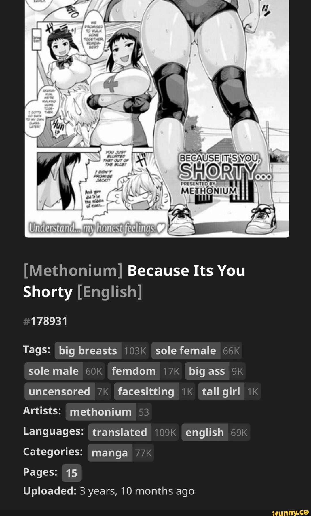 WalI Lnderstand. honest (feelings. [Methonium] Because Its You Shorty  [English] #178931 Tags: big breasts 103K sole