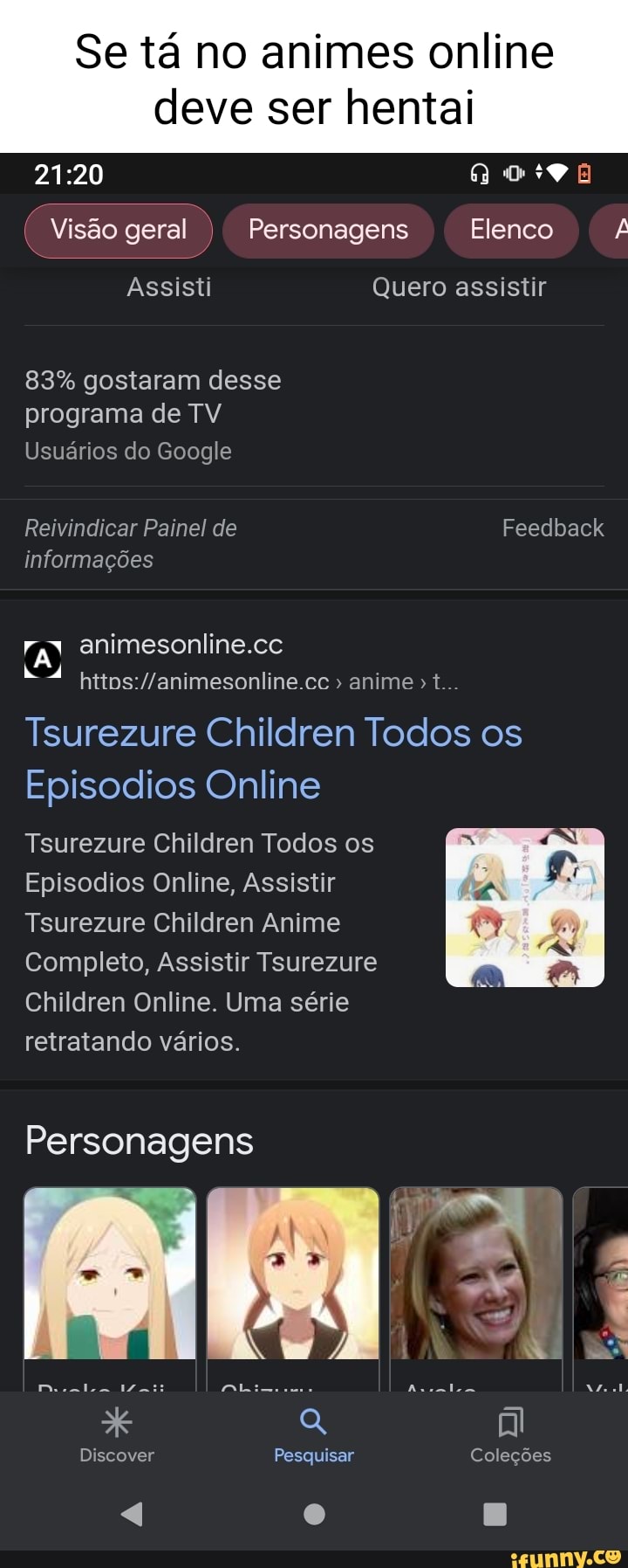 Se tá no animes online deve ser hentai Visão geral ) Personagens Elenco  Assisti Quero assistir 83