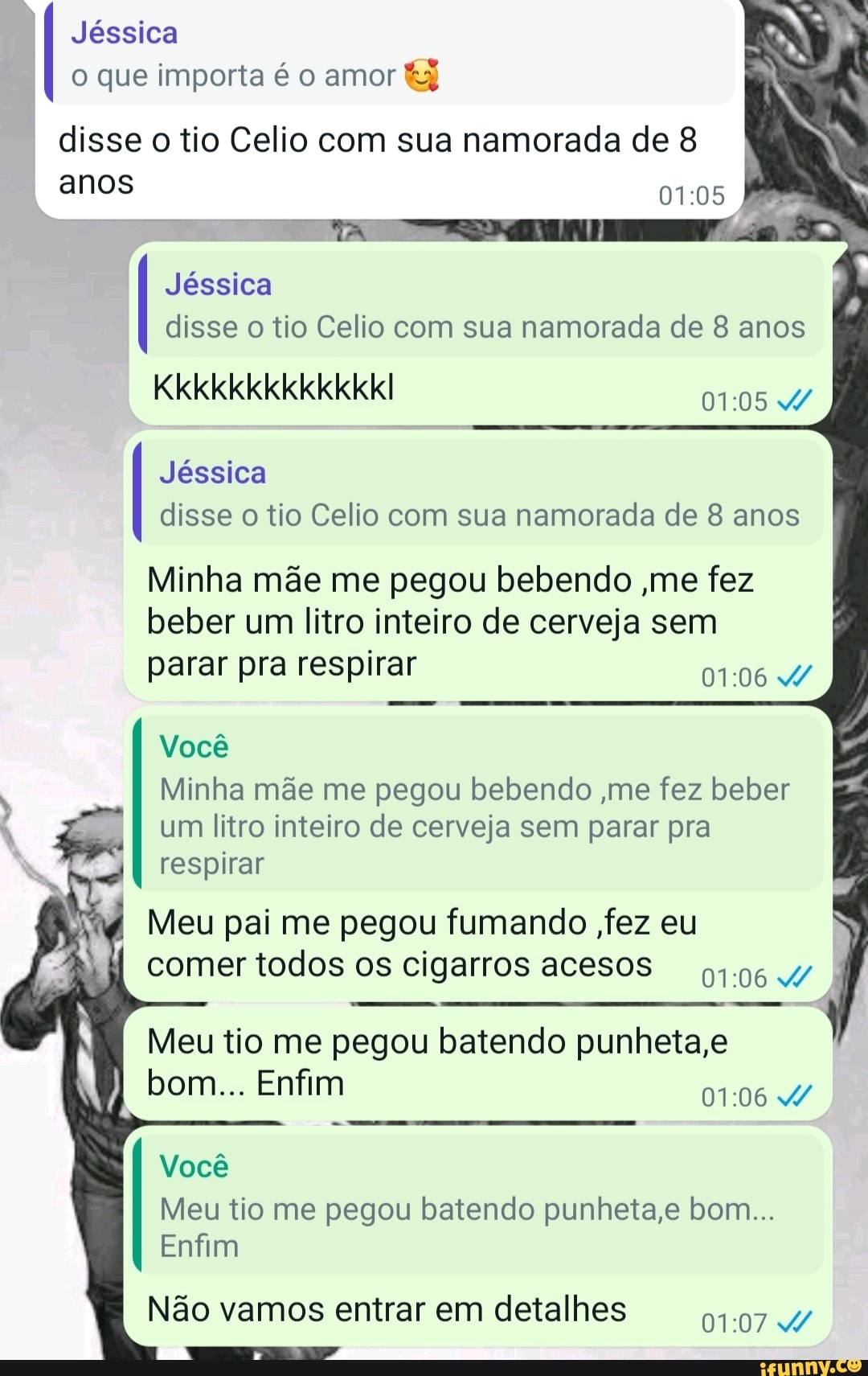 Jéssica o que importa é o amor disse o tio Celio com sua namorada de 8