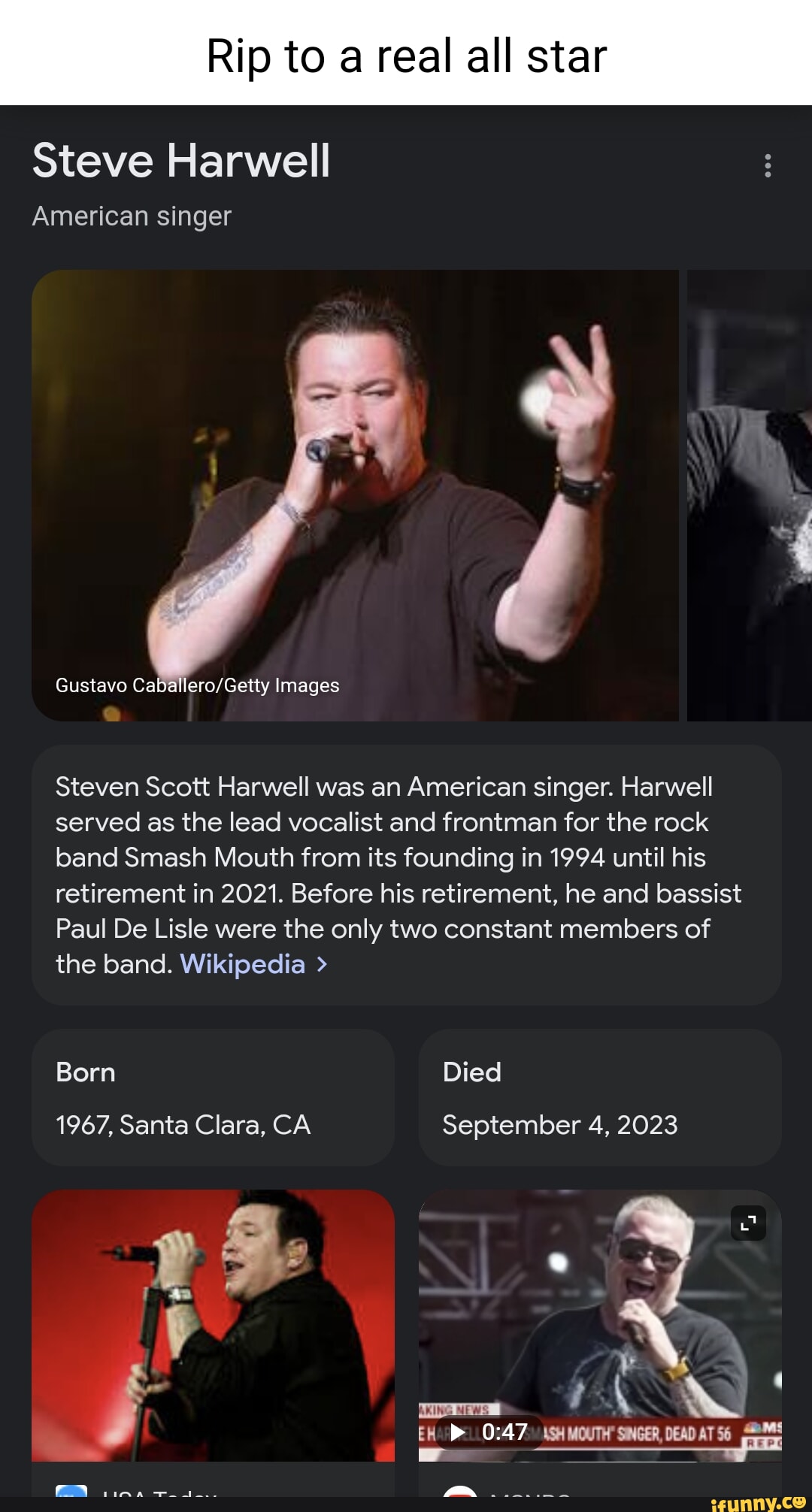 Rip to a real all star Steve Harwell American singer Images Steven
