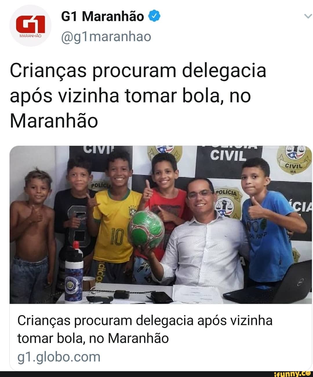 Crianças procuram a polícia após vizinha tomar bola