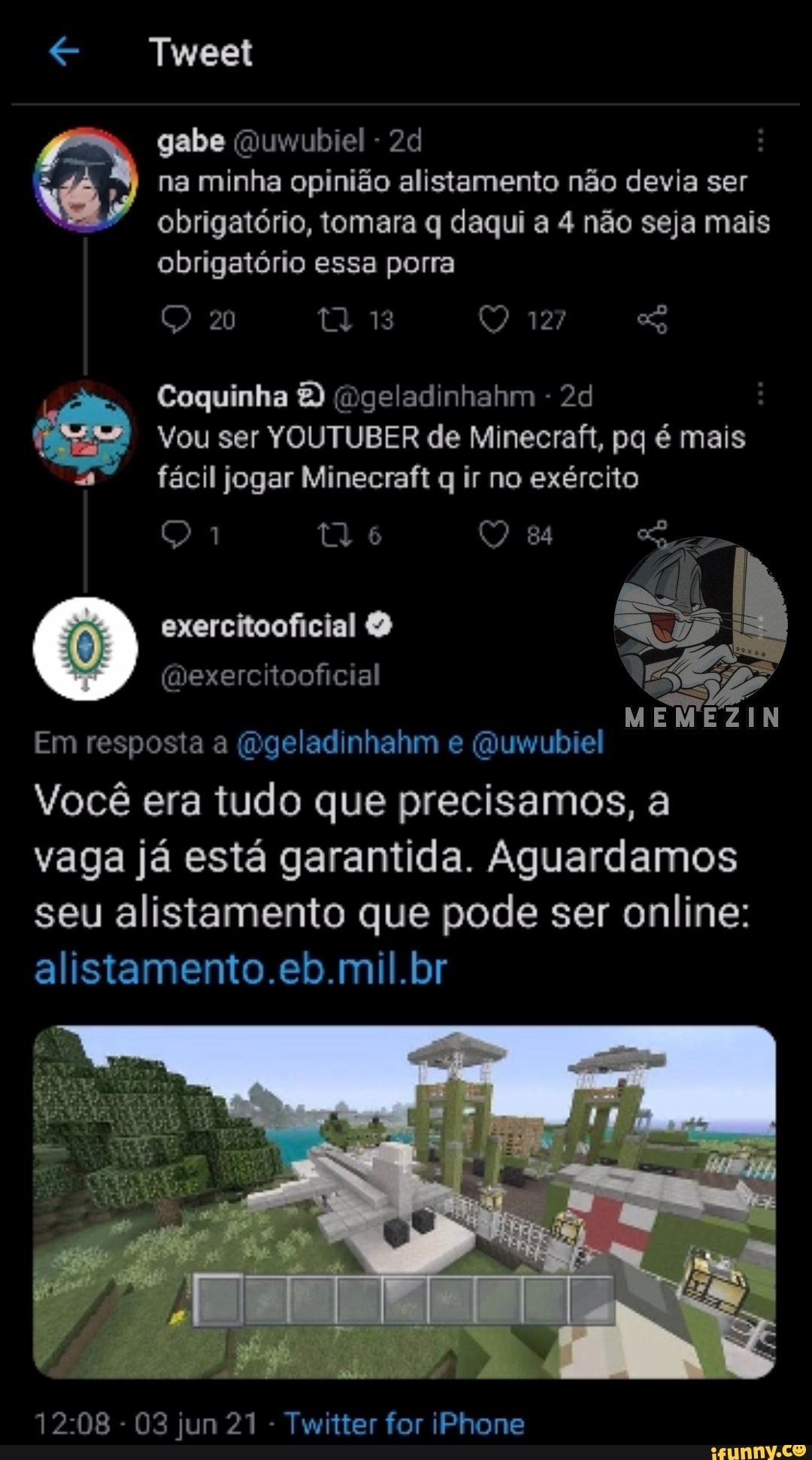 Quem você salvaria? adm da choquei curte e comenta capivara do minecraft só olha - iFunny Brazil