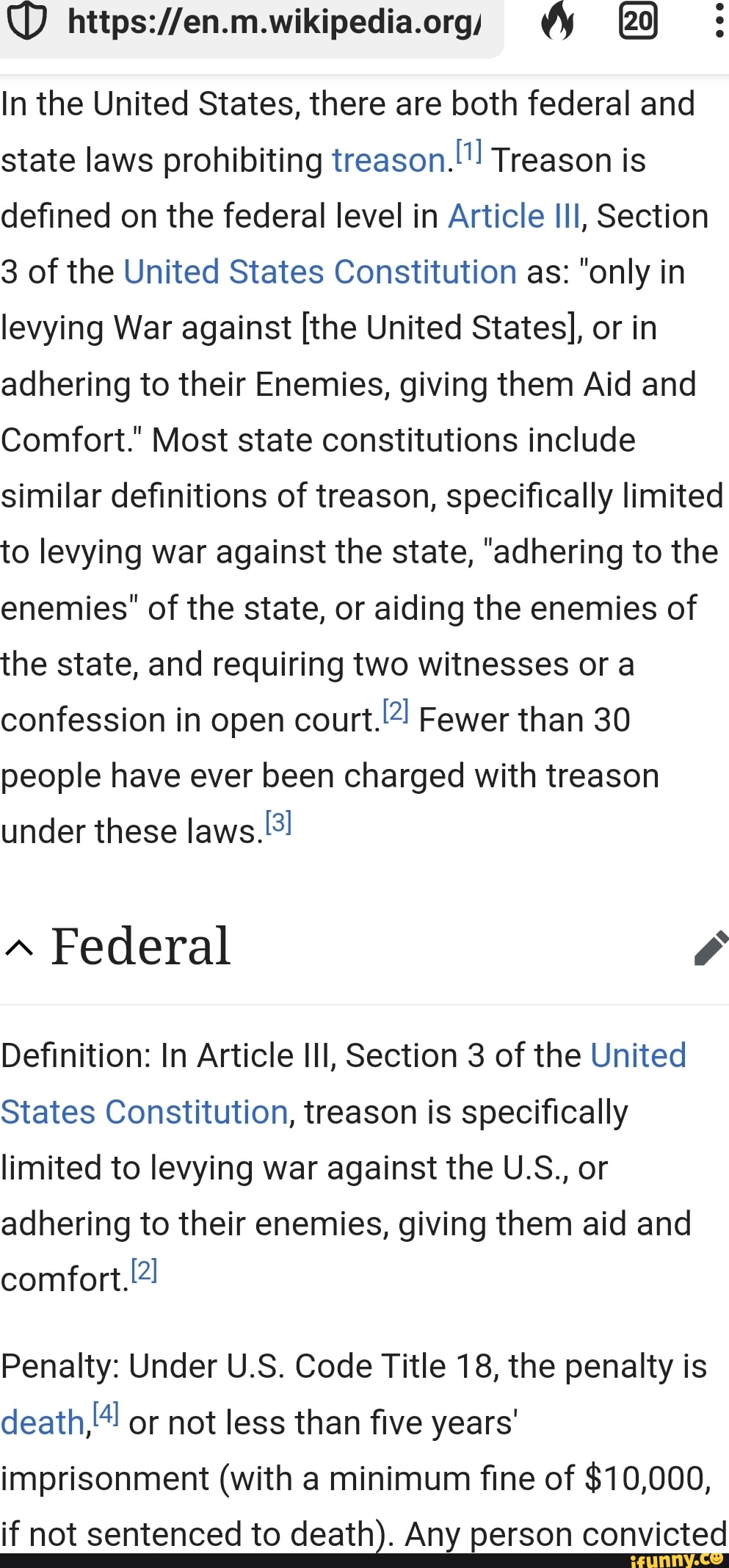 The Definition of Treason Under American Law