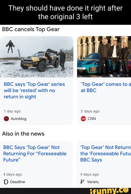 Top Gear' Not Returning for the 'Foreseeable Future,' BBC Says