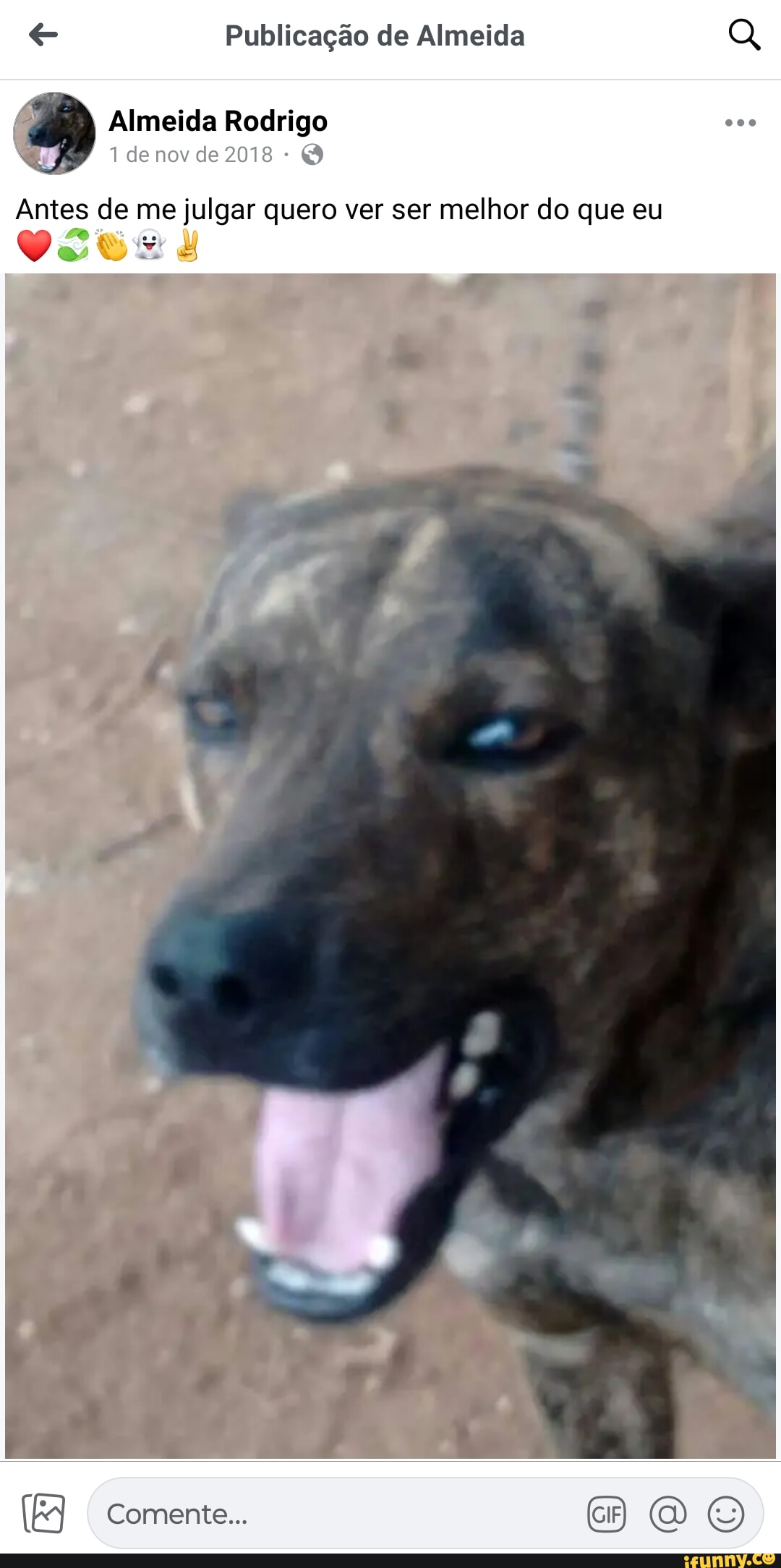 e Publicação de Almeida Q, Almeida Rodrigo de nov de 2018 Antes de me julgar quero ver ser melhor do que eu Comente... CIF (5)