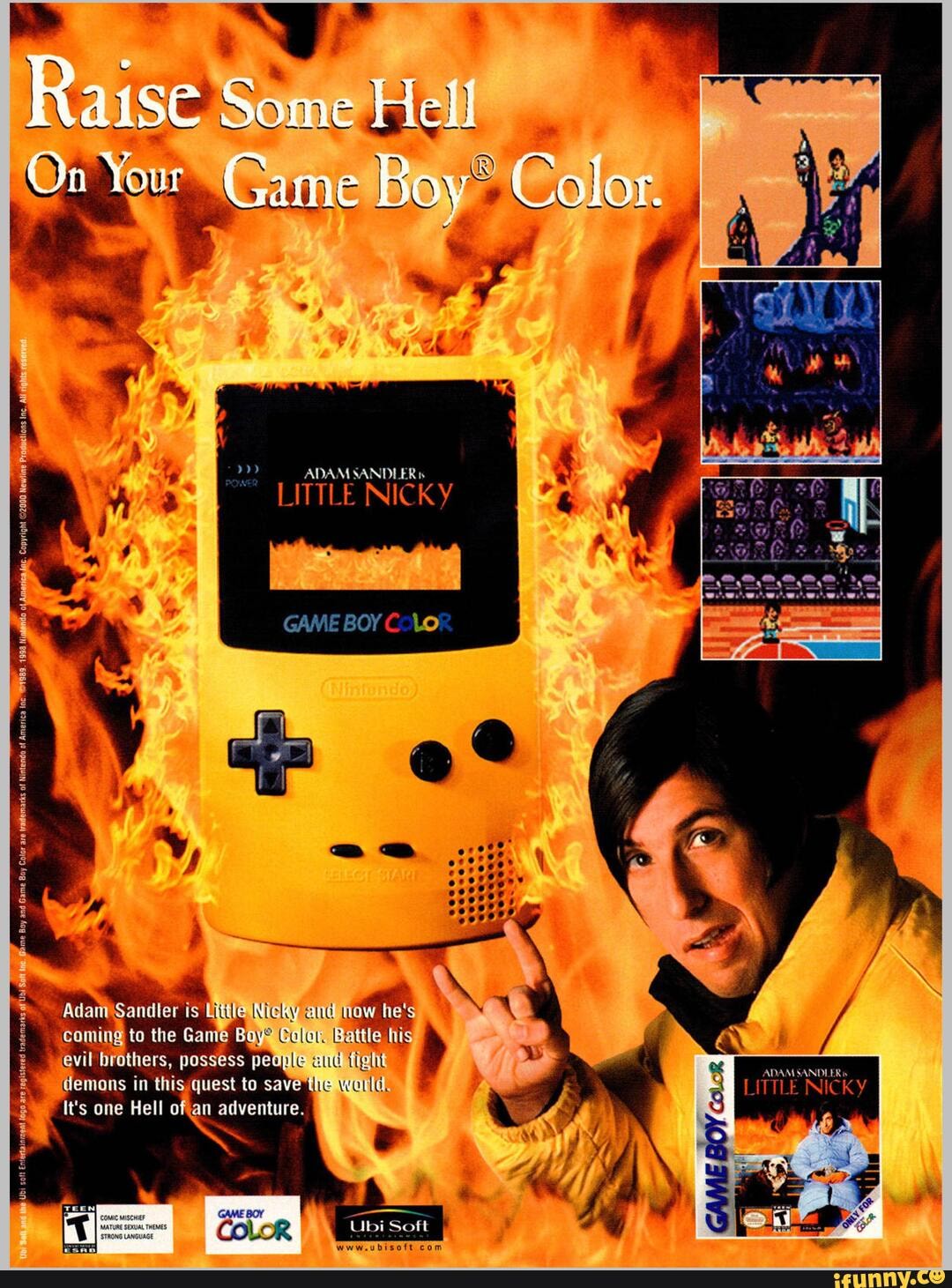 Raise Some Hell On Your Game Boy Color. ADAM SANDLER NICKY GAME BOY CoLor  AdamSandler is