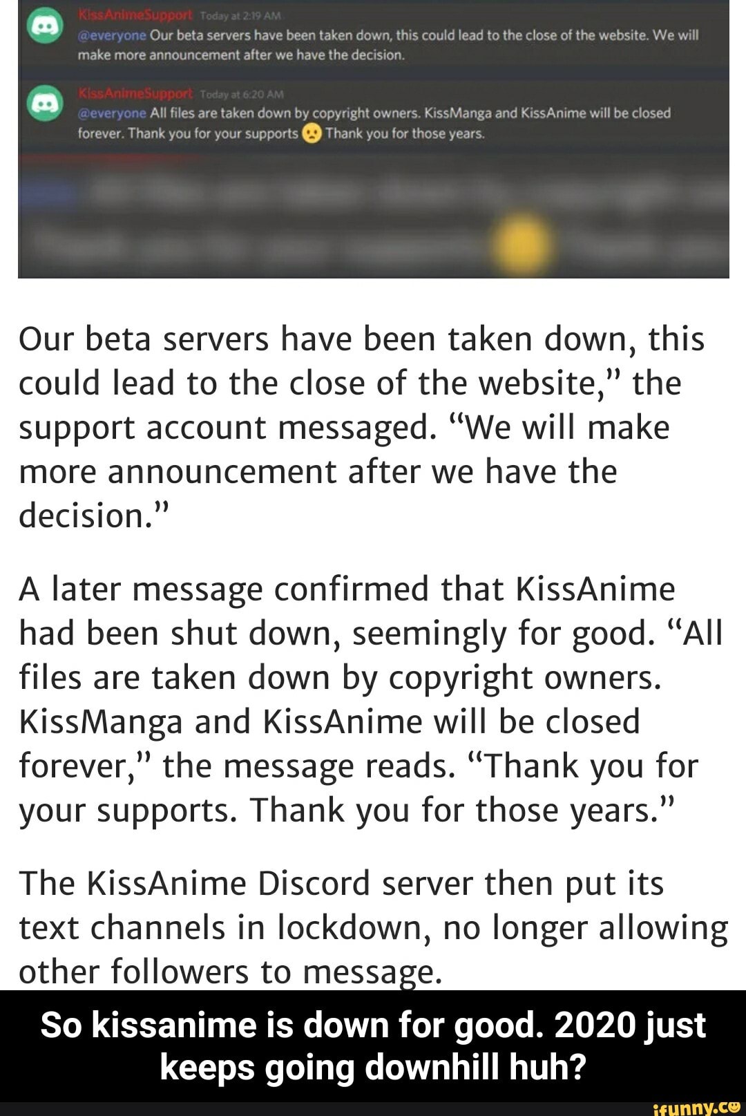 KissAnime and KissManga Shut Down Permanently