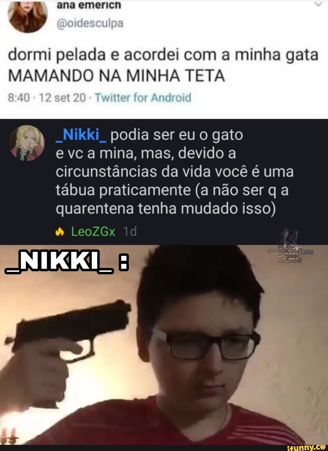 Ana emericn dormi pelada e acordei com a minha gata MAMANDO NA MINHA TETA  Nikki podia