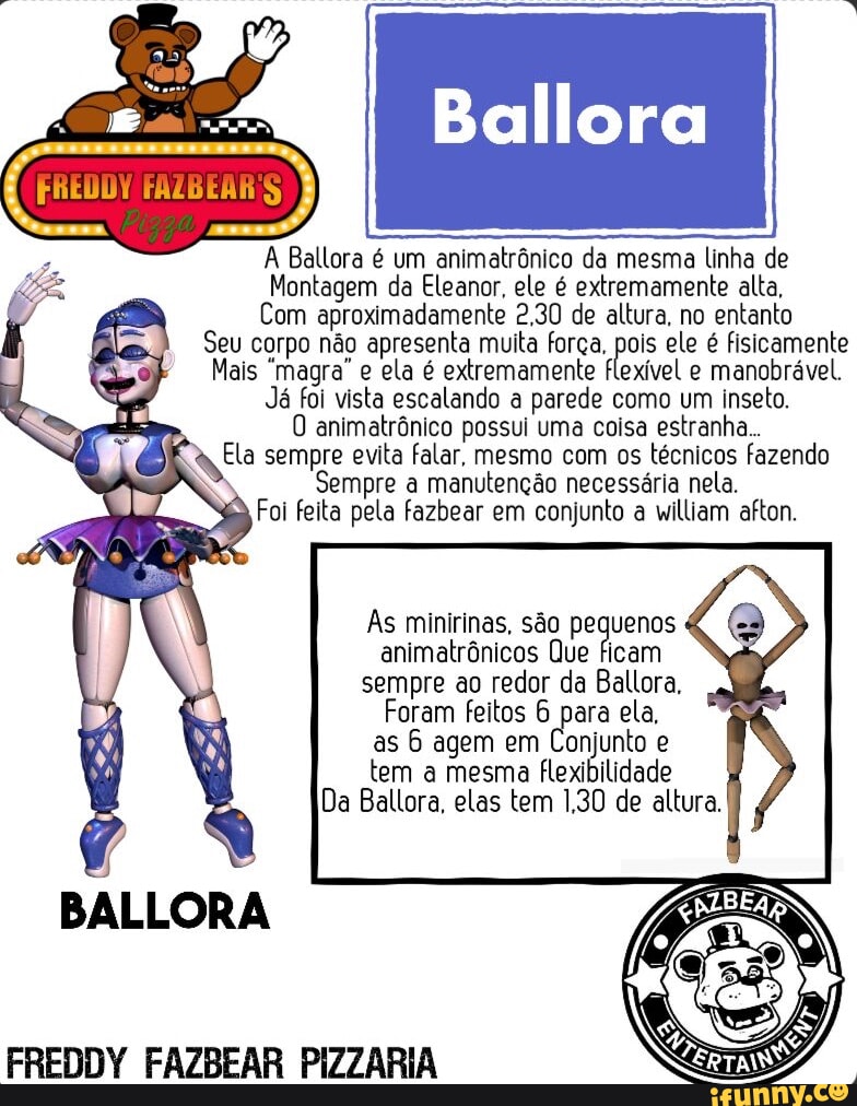 FREDOY A Ballora é um animatrônico da mesma linha de Montagem da