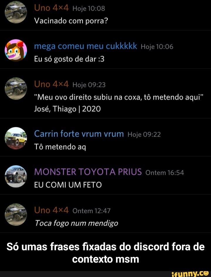 Prints do discord sem nenhum contexto