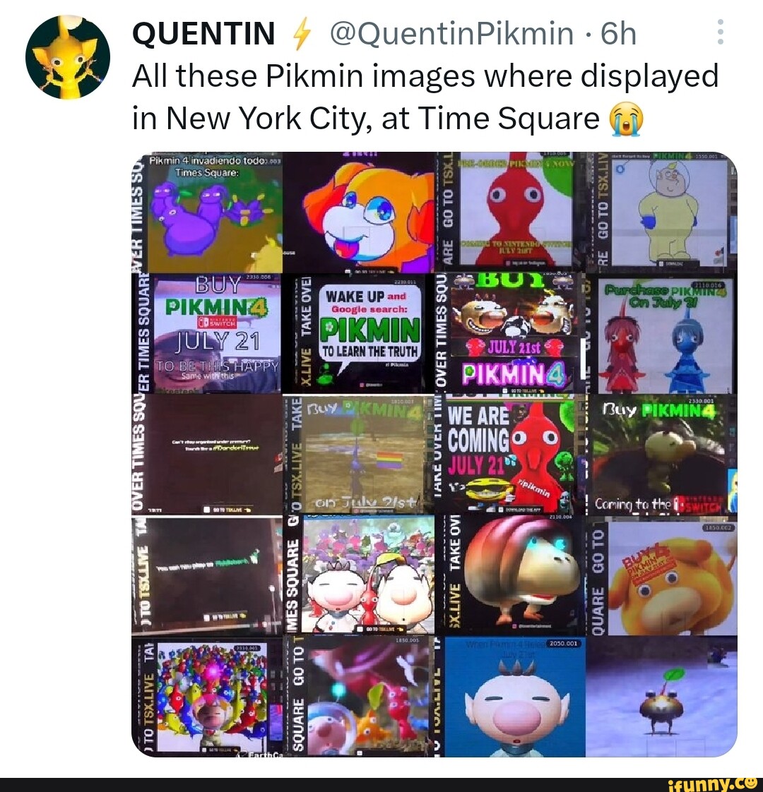 Olimar Pikmin 4 on Times Square Billboard, Times Square Meme Billboard /  TSX Live