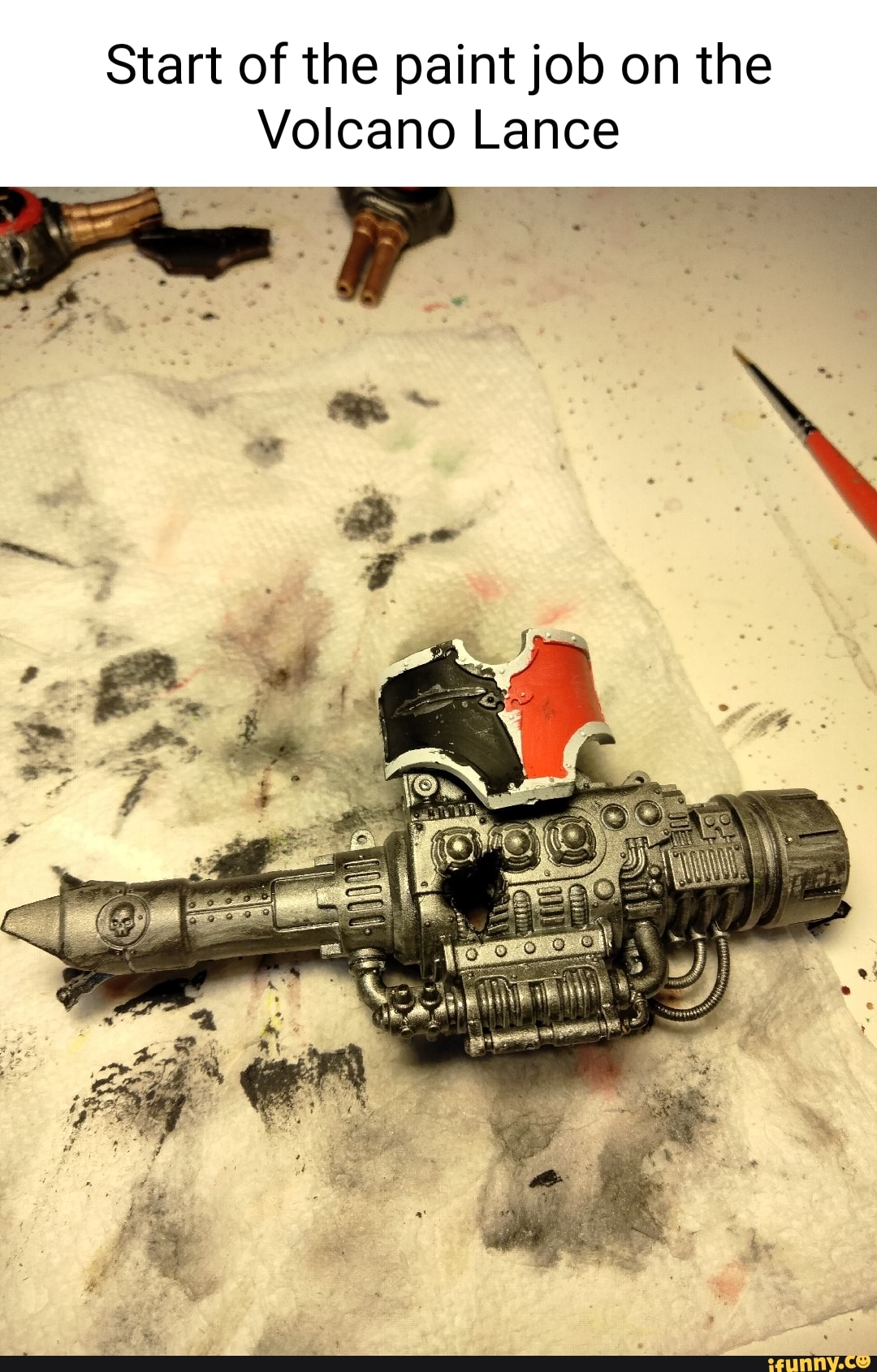 Volcano Lance Start of the paint job on the Volcano Lance - iFunny Brazil