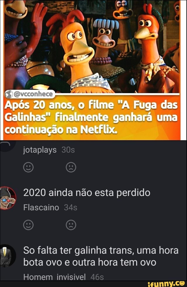  'A Fuga das Galinhas' vai ganhar continuação na  Netflix