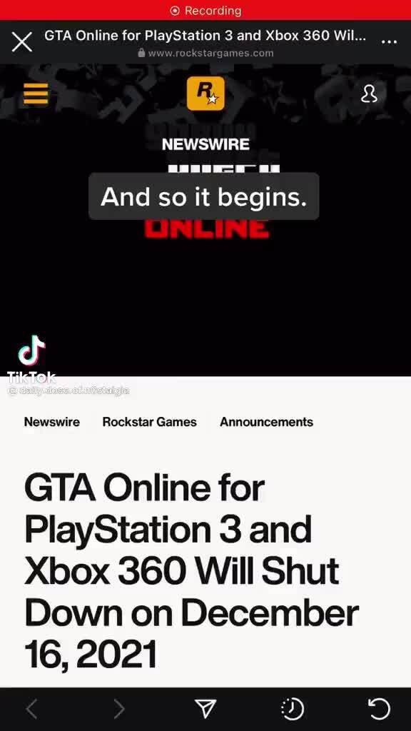 GTA Online for PlayStation 3 and Xbox 360 Will Shut Down on
