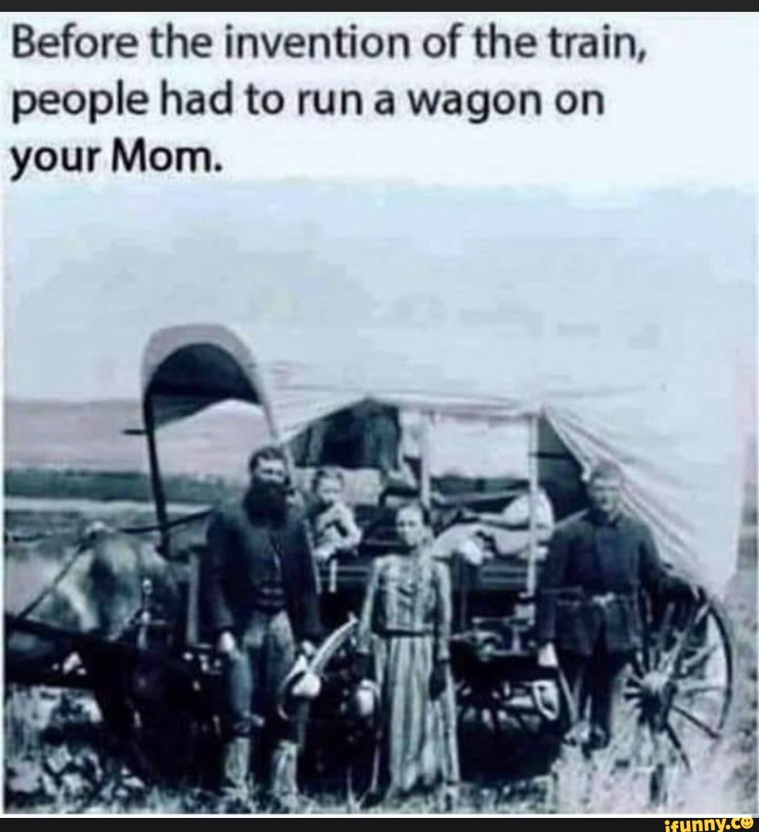 Before the invention of the train, people had to run a wagon on your Mom. -  iFunny Brazil