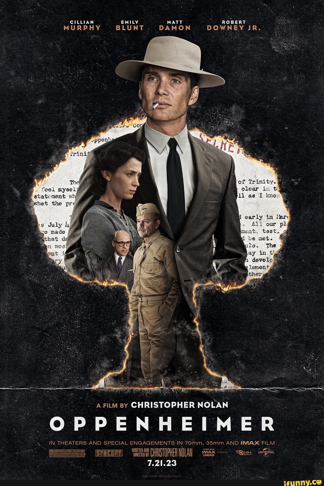 Fan Poster + Wallpaper featuring Cillian Murphy, Emily Blunt, Matt Damon,  and Robert Downey Jr. - CILLIAN EMILY MATT ROBERT MURPHY BLUNT DAMON DOWNEY  JR. of Trinity. clear is as I know