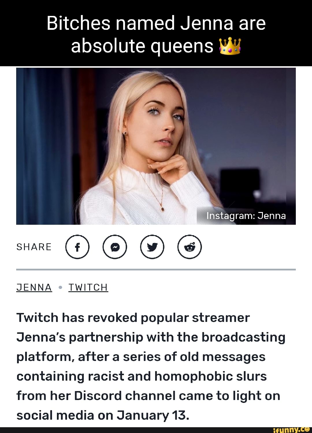 Twitch Streamer Jenna Accused of Anti-Semetic, Homophobic Language