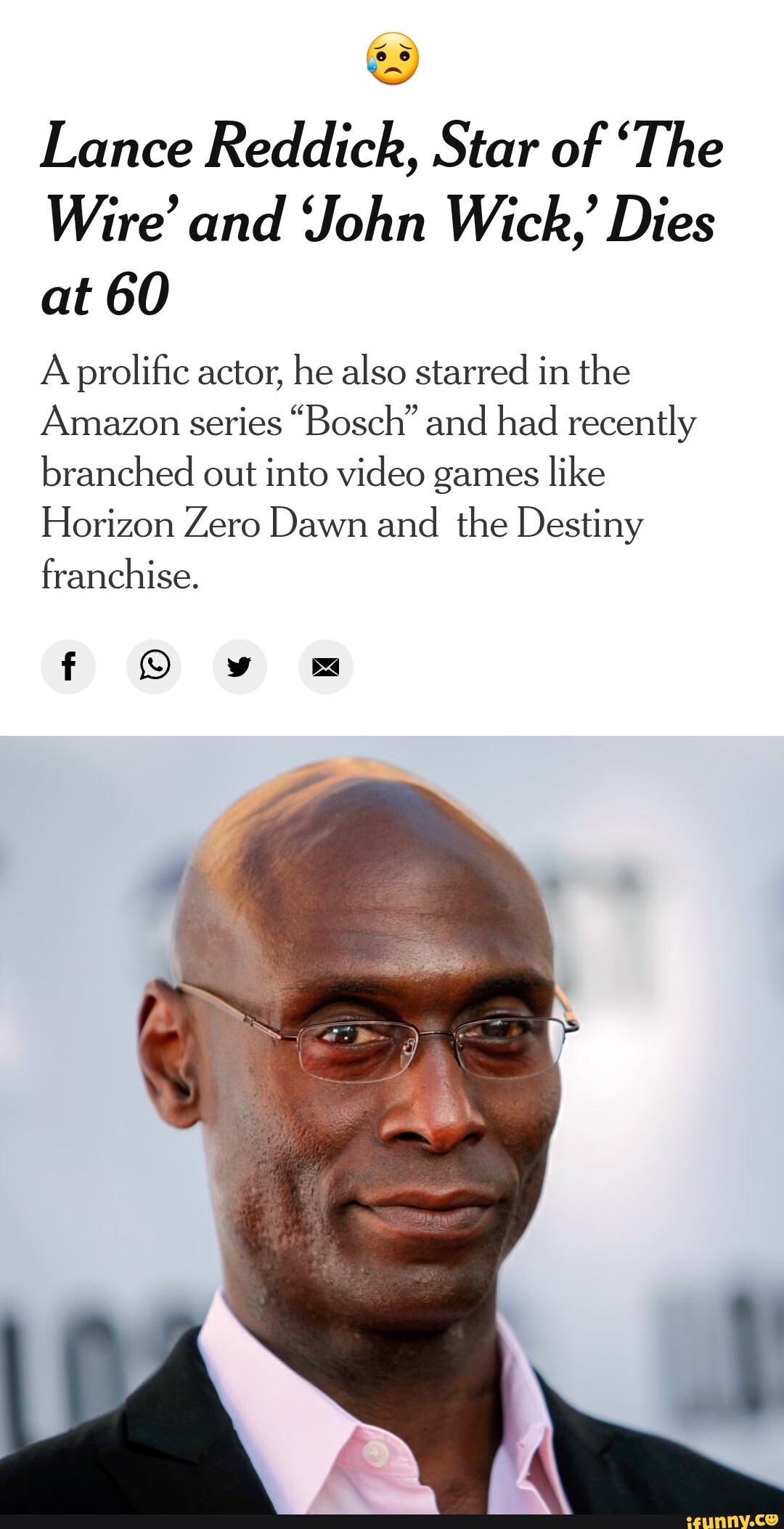 Actor Lance Reddick from The Wire, John Wick, and Destiny dead at