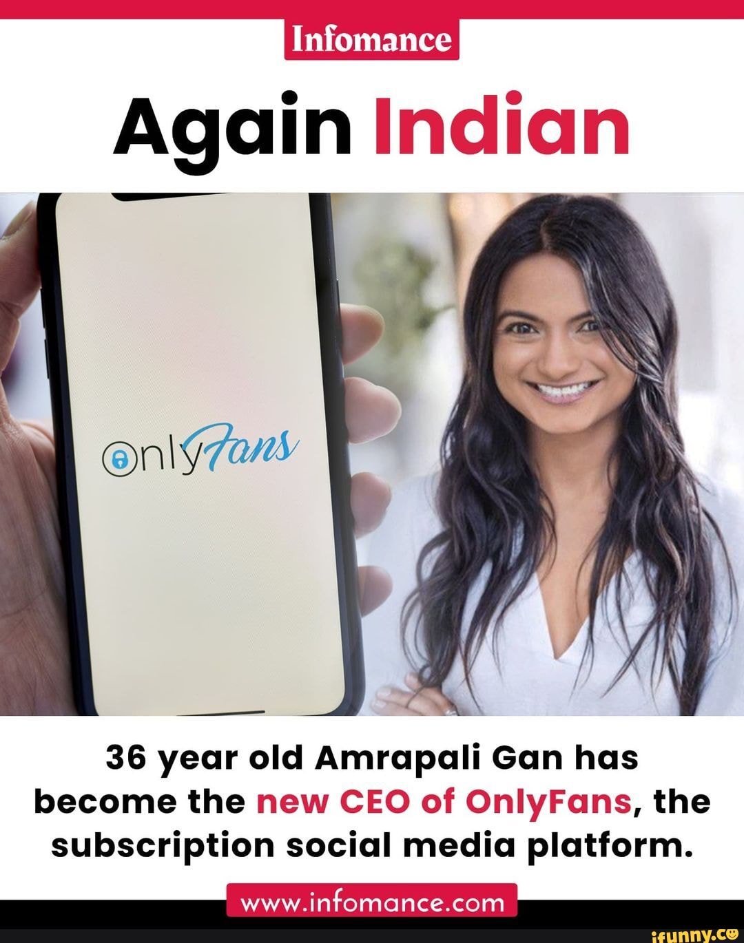 Infomance Again Indian 36 year old Amrapali Gan has become the new CEO of  OnlyFans, the subscription social media platform. WoW infee maance com -  iFunny Brazil
