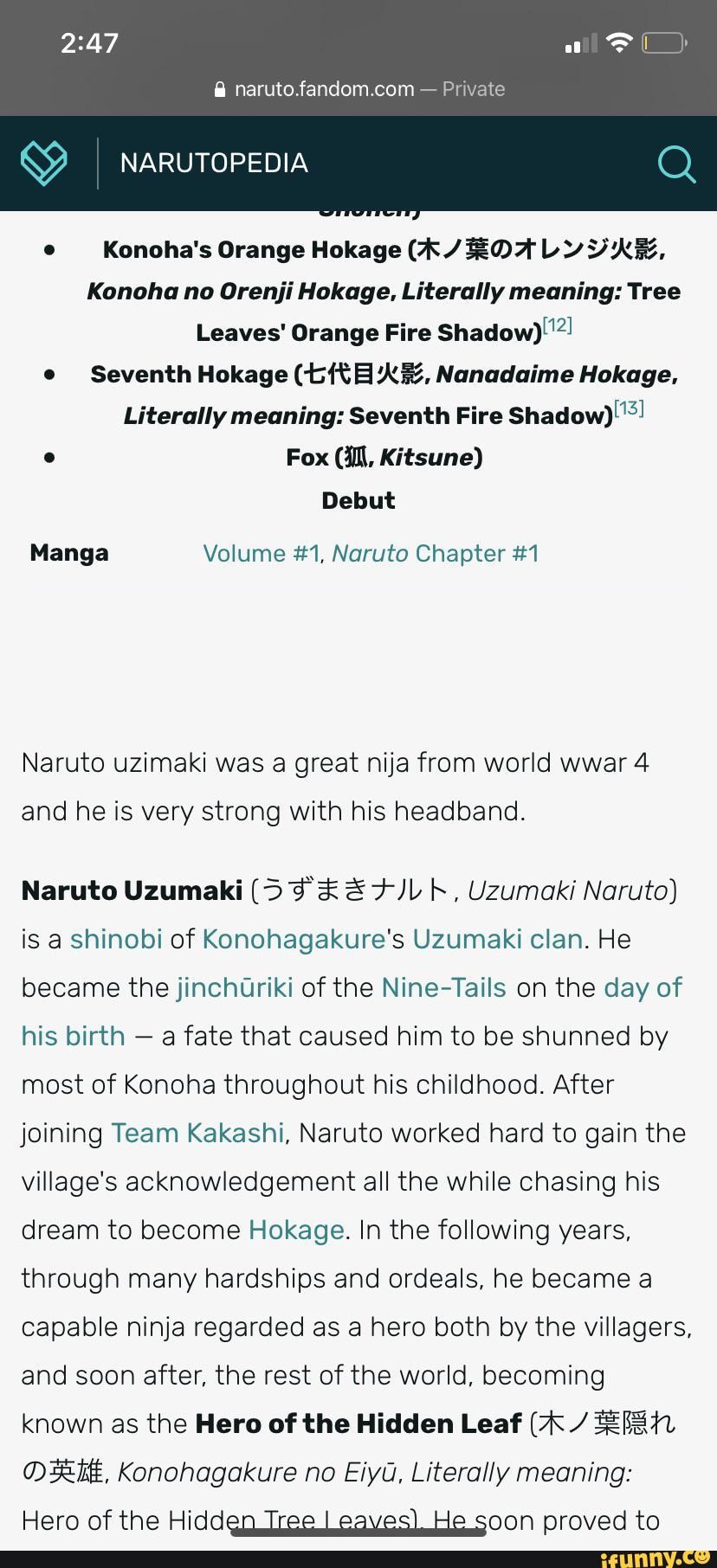 Hokage vs. Hokage!! (volume), Narutopedia