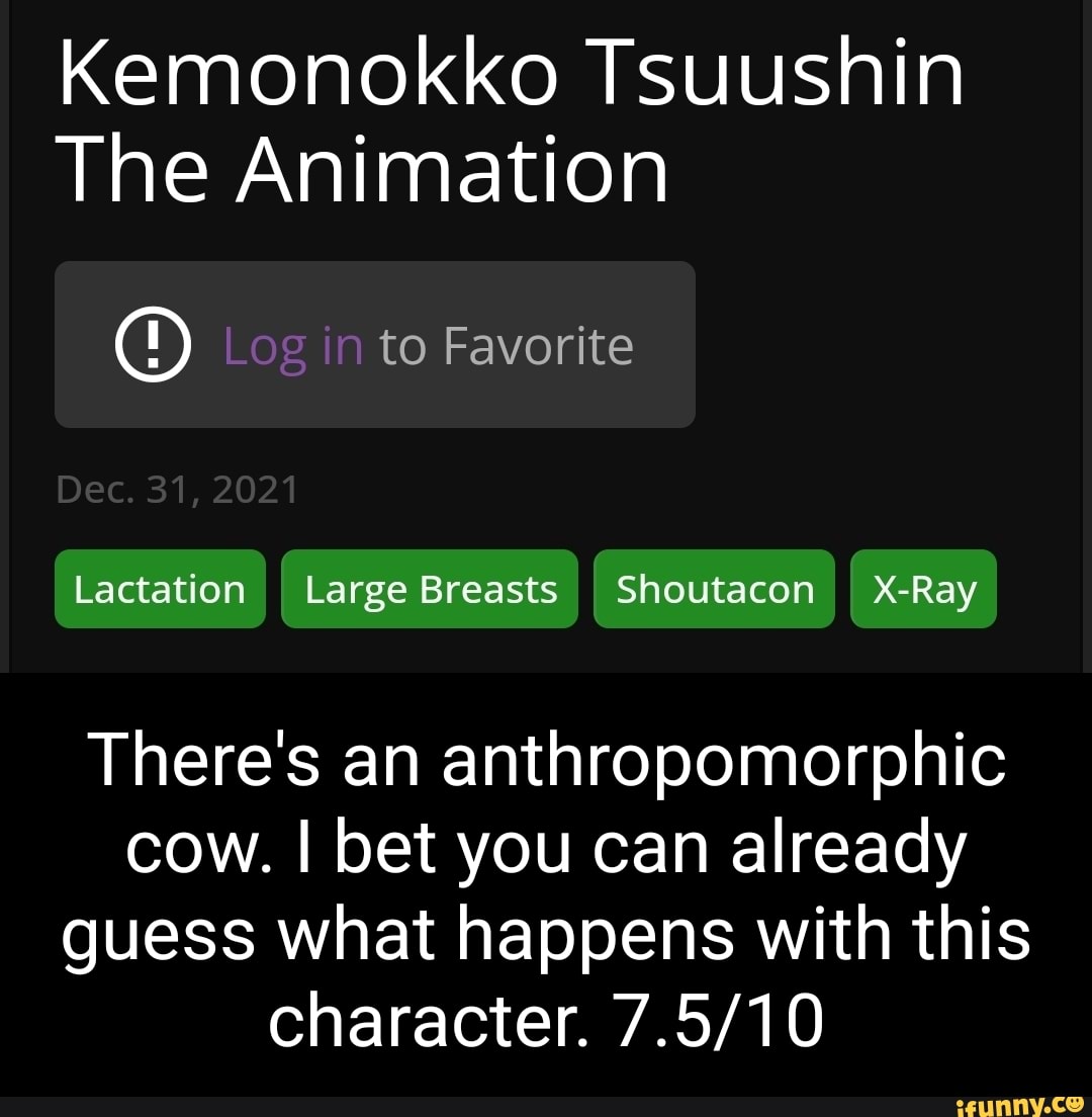 Kemonokko Tsuushin The Animation Log in to Favorite Dec. 31, 2021 I  Lactation II Large Breasts