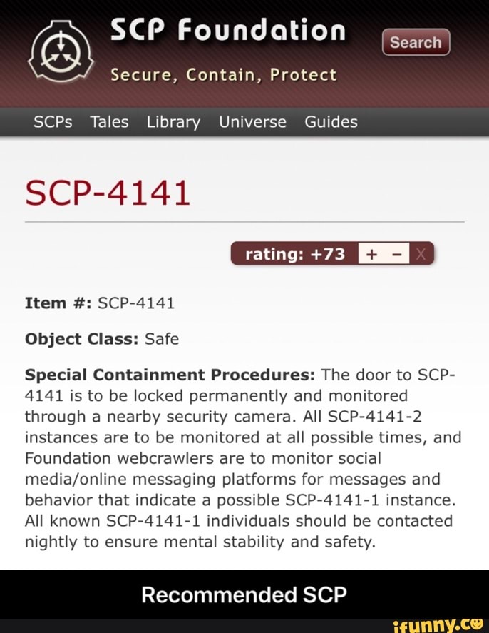 O SCP Foundation Secure, Contain, Protect SCPs Tales Library