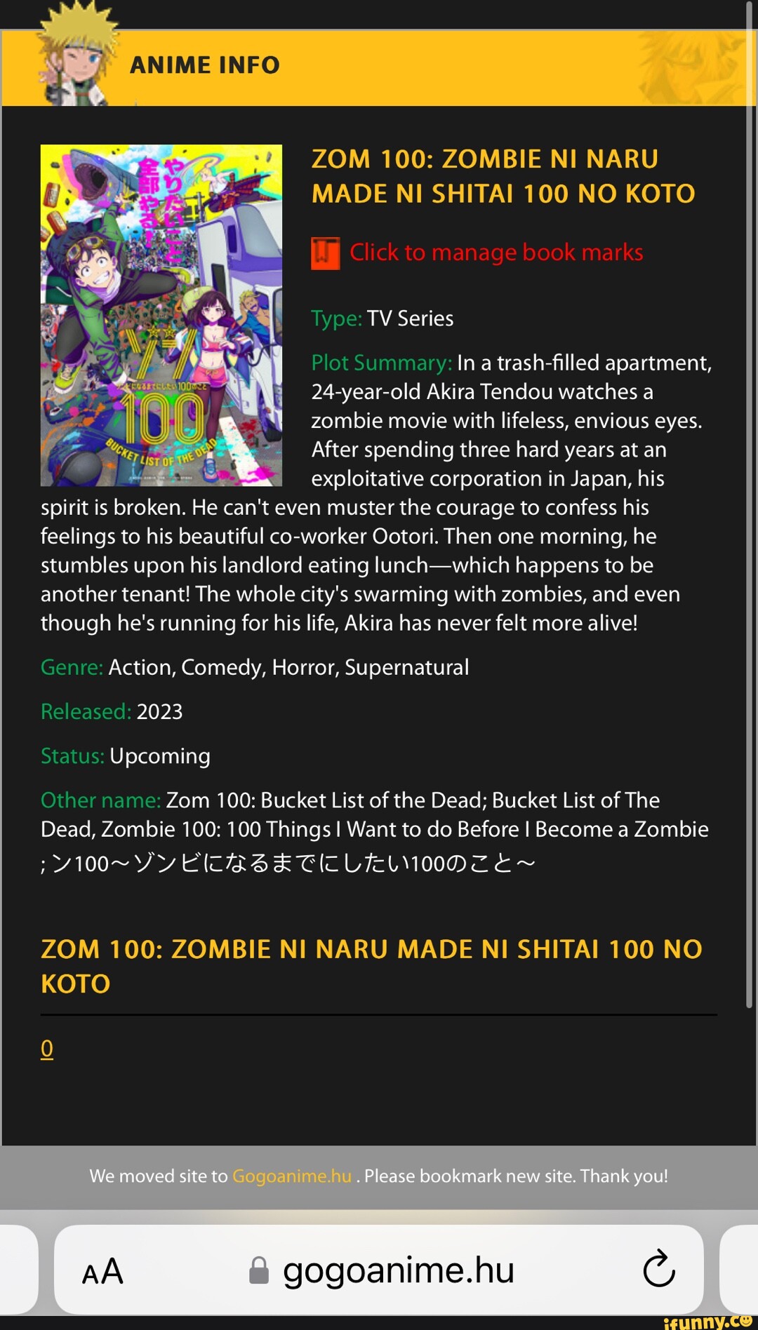 TV Anime Zom 100: Zombie ni Naru made ni Shitai 100 no Koto x The