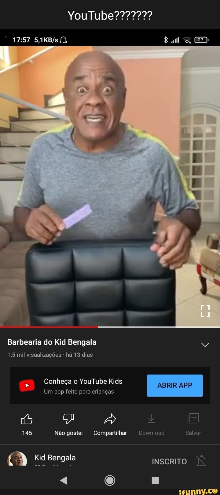 Barbearia do Kid Bengala 1,5 mil visualizações - há 13 dias Conheça o  YouTube Kids Um