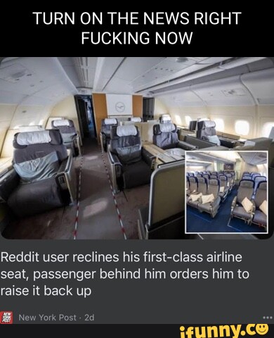 Reddit user reclines his first-class airline seat, passenger