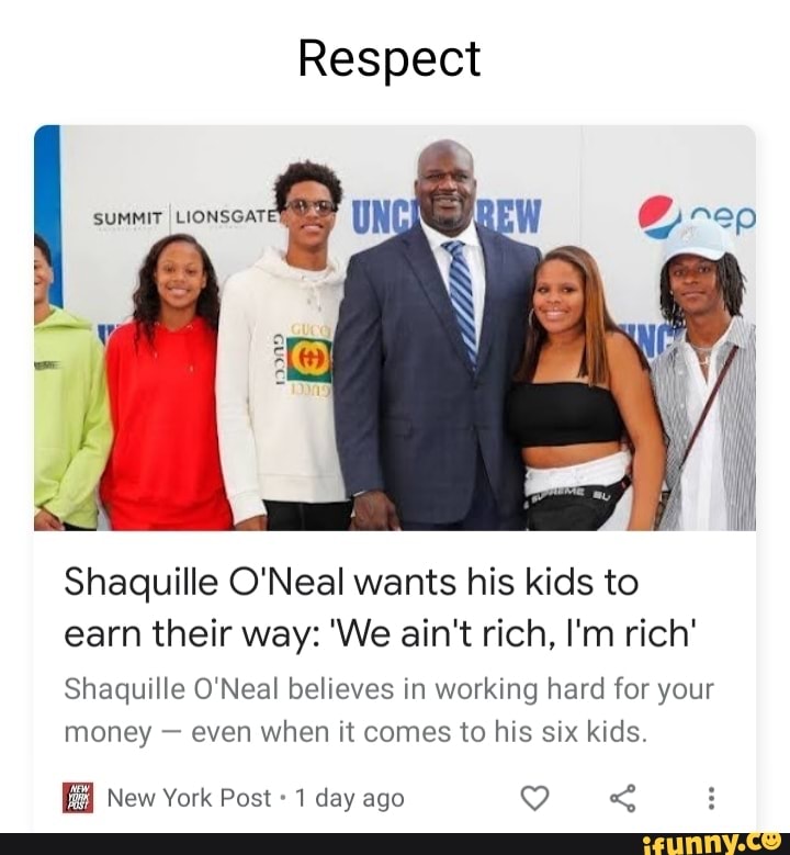 Shaquille O'Neal message to his kids: 'We ain't rich, I'm rich