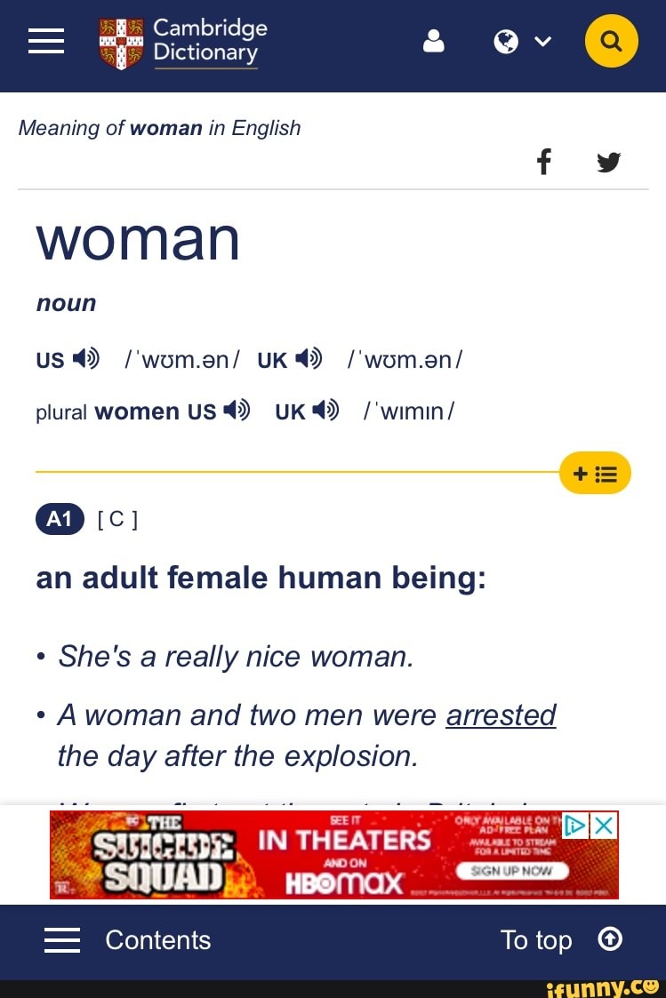 WOMAN  English meaning - Cambridge Dictionary