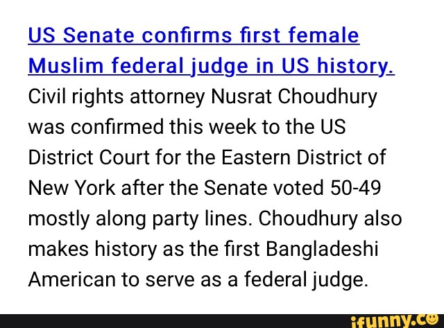 Nusrat Choudhury: First Muslim woman confirmed as federal judge