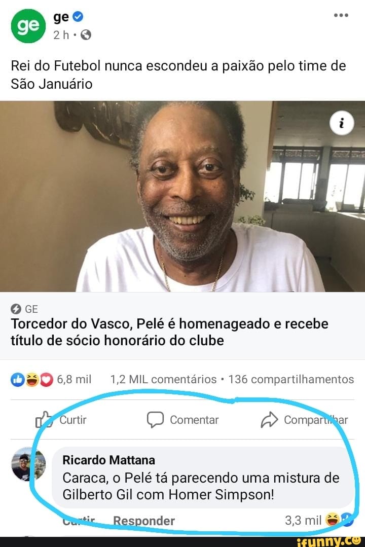 Vasco oferece título de sócio honorário a Pelé: Se declara