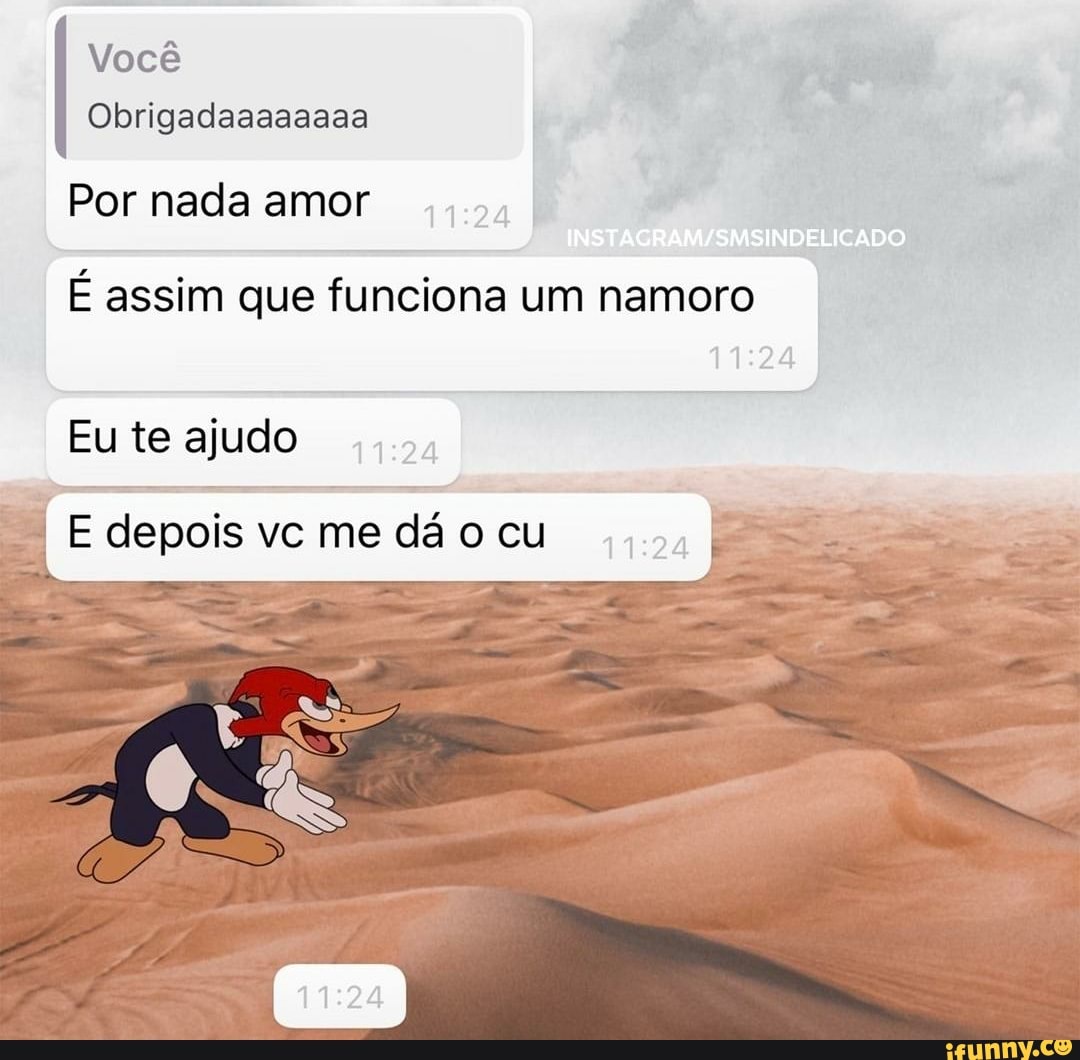 Você Obrigadaaaaaaaa Por nada amor É assim que funciona um namoro 24 Eu te  ajudo E depois vc me dá o cu as - iFunny Brazil