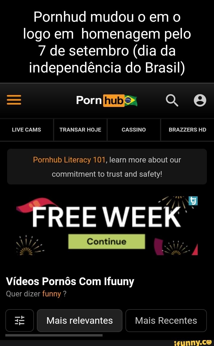 Pornhud mudou o em o logo em homenagem pelo 7 de setembro (dia da  independência do