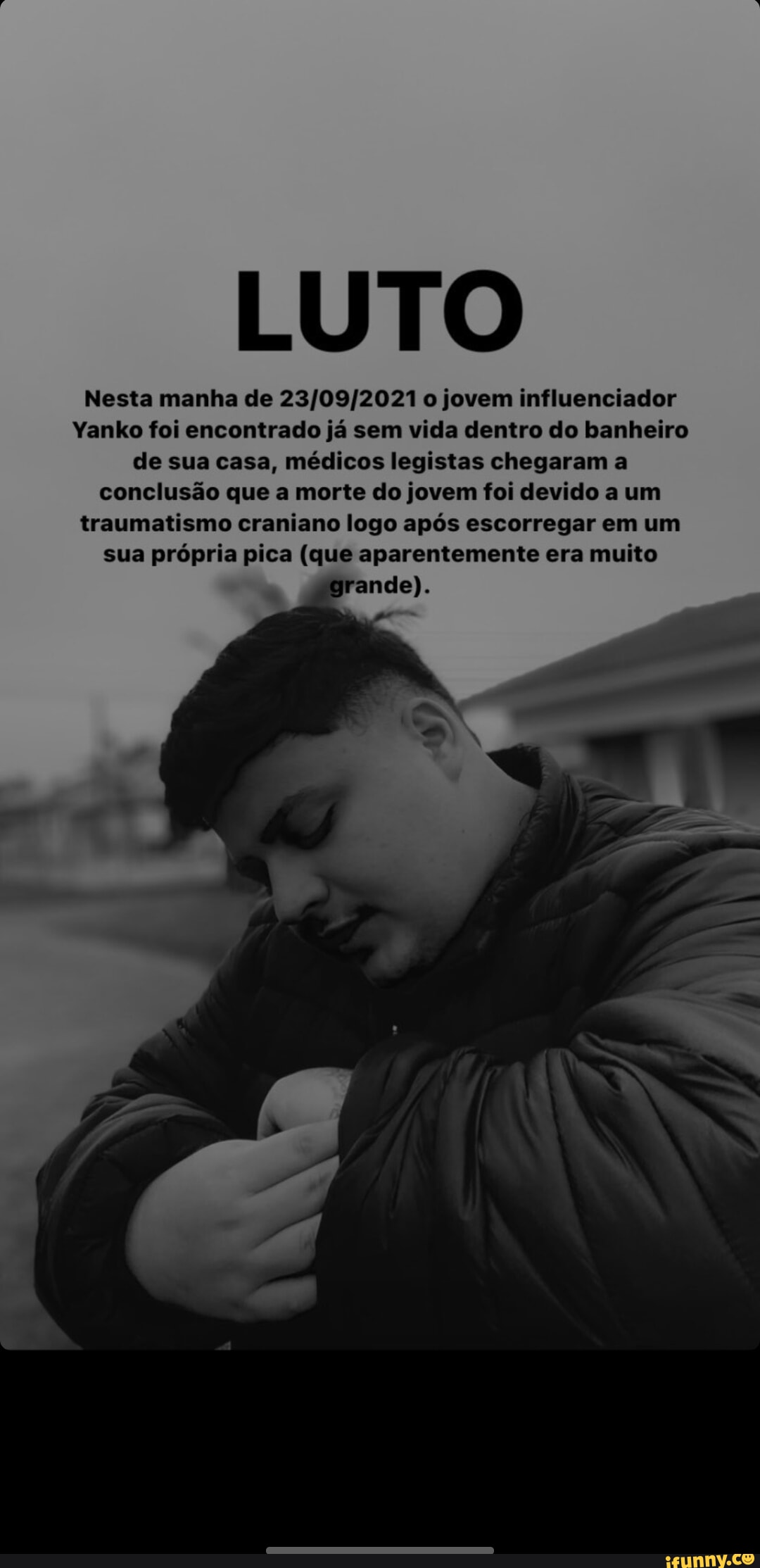 LUTO Nesta manha de jovem influenciador Yanko foi encontrado já sem vida  dentro do banheiro de