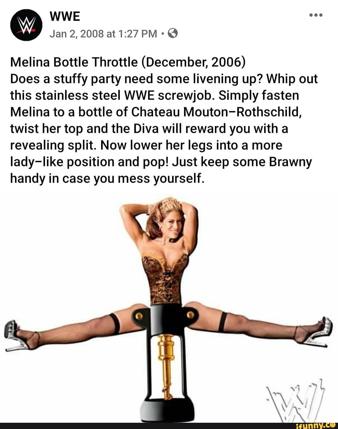 Melina Bottle Throttle (December, 2006) Does a stuffy party need some  livening up? Whip out this