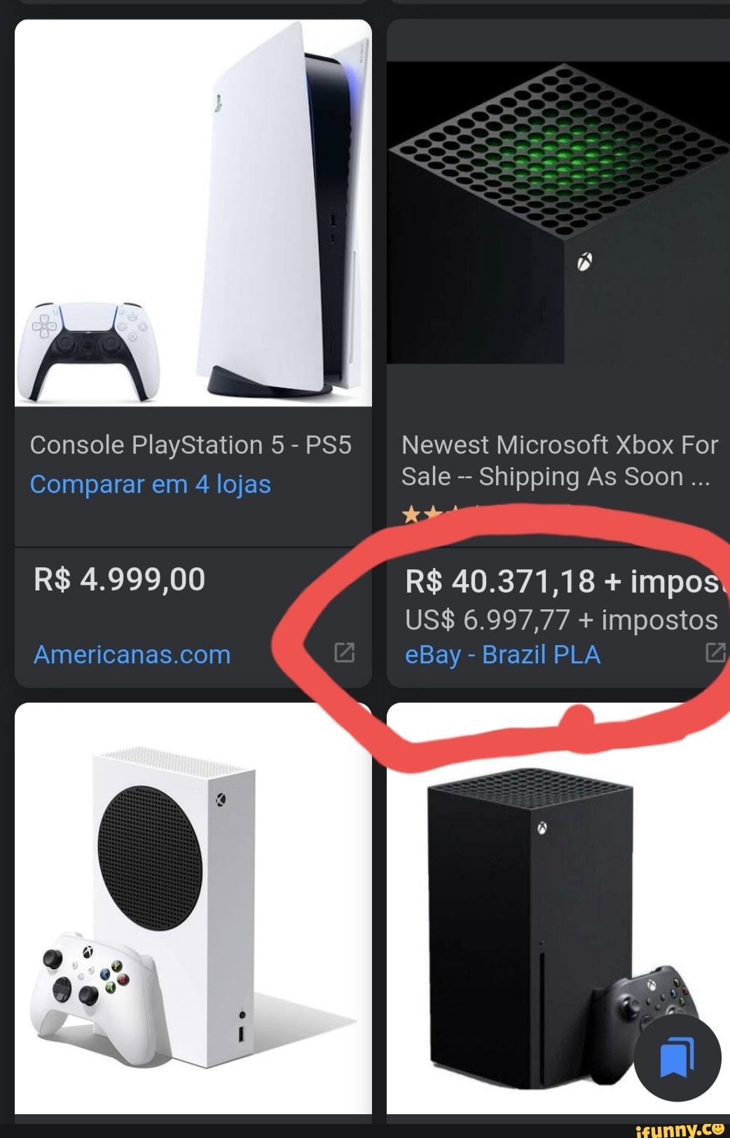 Console PlayStation 5-PS5 Comparar em 4 lojas R$ 4.999,00 Newest Microsoft  Xbox For Sale Shipping As Soon R$ 40.371,18 + impo US$ 6.997,77 +  impostos  - Brazil PLA - iFunny Brazil