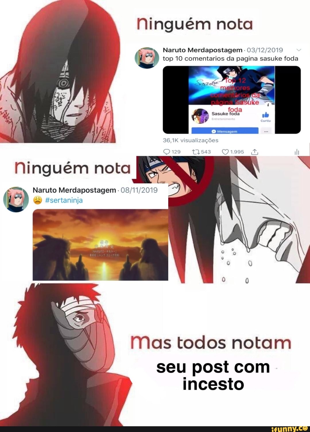 Todo dia um post triste do Naruto