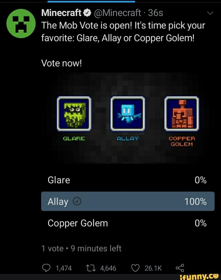 Minecraft Mob Vote 2021 - vote for Allay, Copper Golem, or Glare